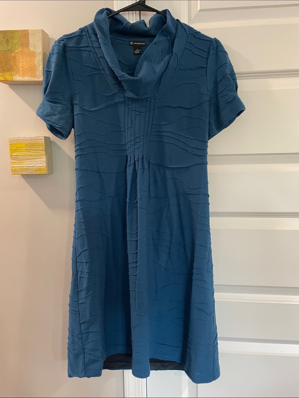 new directions Teal Short-Sleeve Cowl Neck Mini Dress